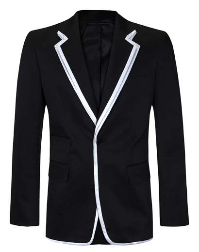 Black Jacket with White Satin Trim
