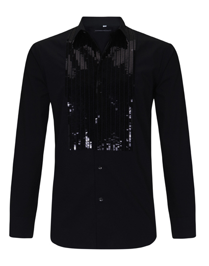 Black Cotton and Sequin Shirt