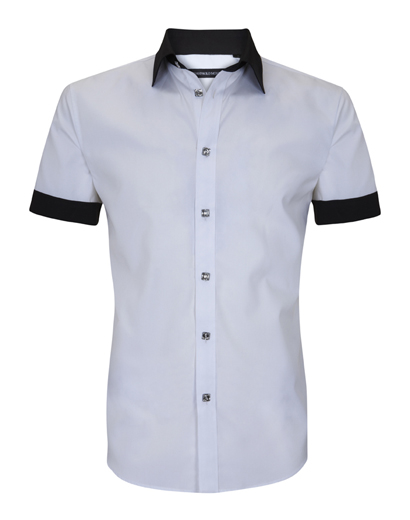 White Cotton Short Sleeve Shirt