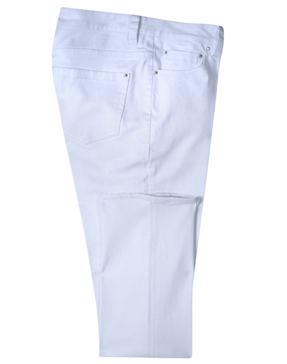 White Slim Fit Cotton Jeans