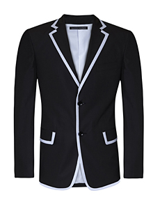 Lightweight Soft Black Jacket with White Piping