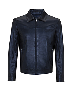 Petrol Blue Metallic Leather Jacket