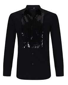 Black Cotton and Sequin Shirt