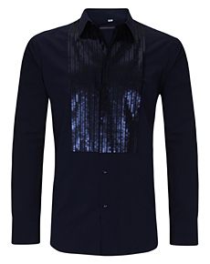 Navy Cotton and Sequin Shirt